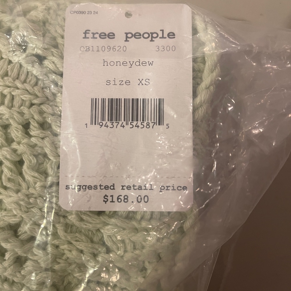 Free People Sweet Talker Long Crochet Cardigan Honeydew S & XS - Picture 3 of 5